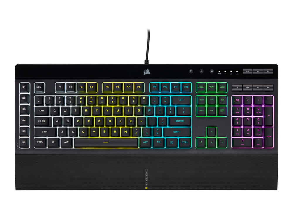 Corsair K55 RGB PRO Gamingtangentbord – Nordisk Layout, RGB (16,8M), Anti-Ghosting, USB, Handledsstöd (Svart)