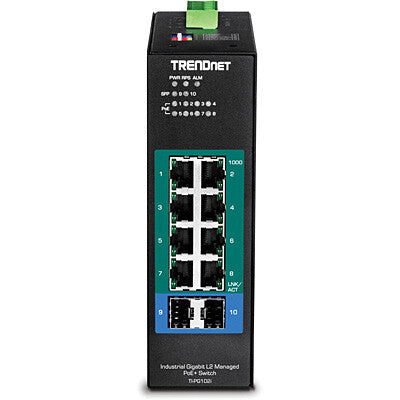 Trendnet TI-PG102I nätverksswitchar hanterad L2 Gigabit Ethernet (10/100/1000) Strömförsörjning via Ethernet (PoE) stöd Svart