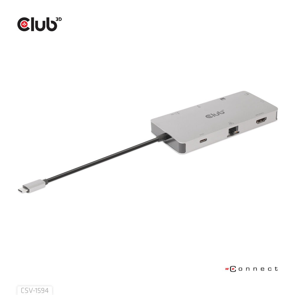 CLUB3D CSV-1594 dockningsstationer för bärbara datorer USB 3.2 Gen 1 (3.1 Gen 1) Type-C Svart, Grå