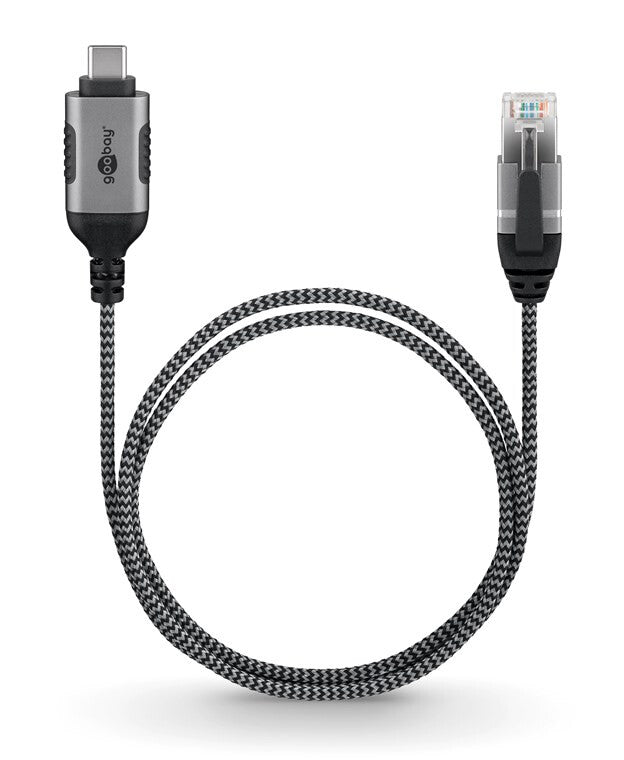 Goobay 74408 kabelomvandlare (hane/hona) USB 3.1 type A RJ45 Svart, Silver