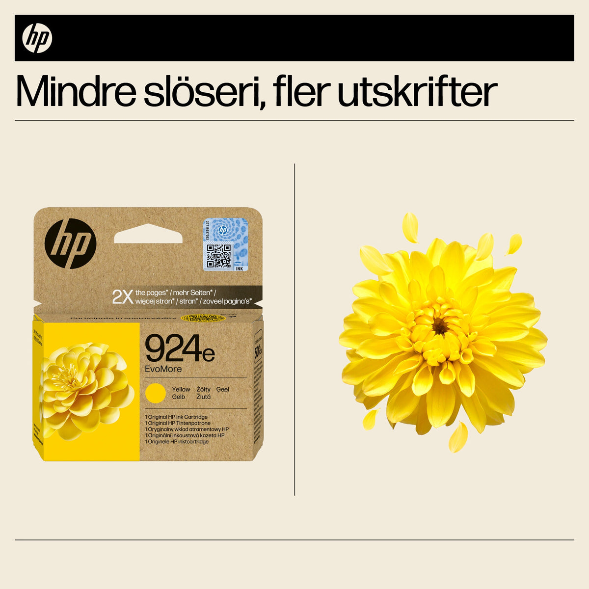 HP 924e EvoMore gul originalbläckpatron