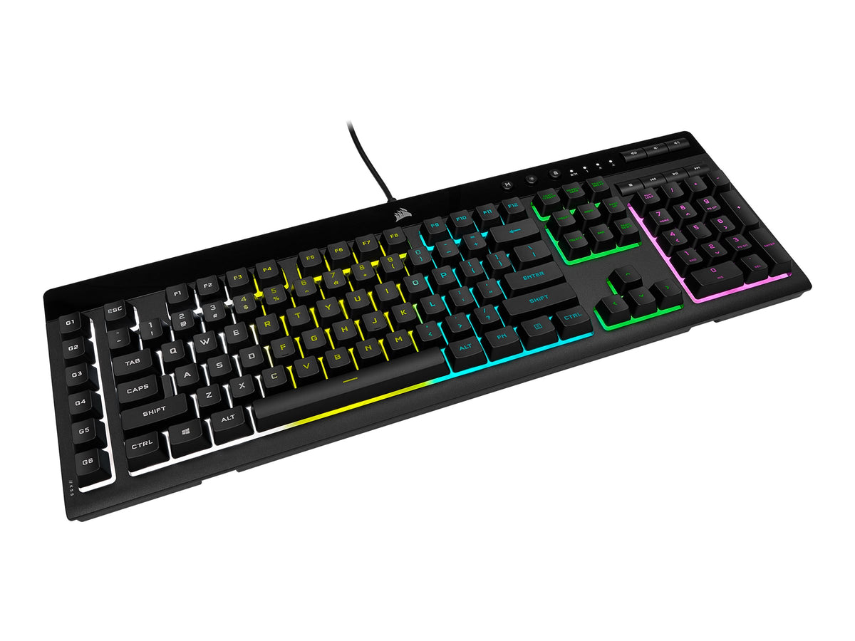 Corsair K55 RGB PRO Gamingtangentbord – Nordisk Layout, RGB (16,8M), Anti-Ghosting, USB, Handledsstöd (Svart)