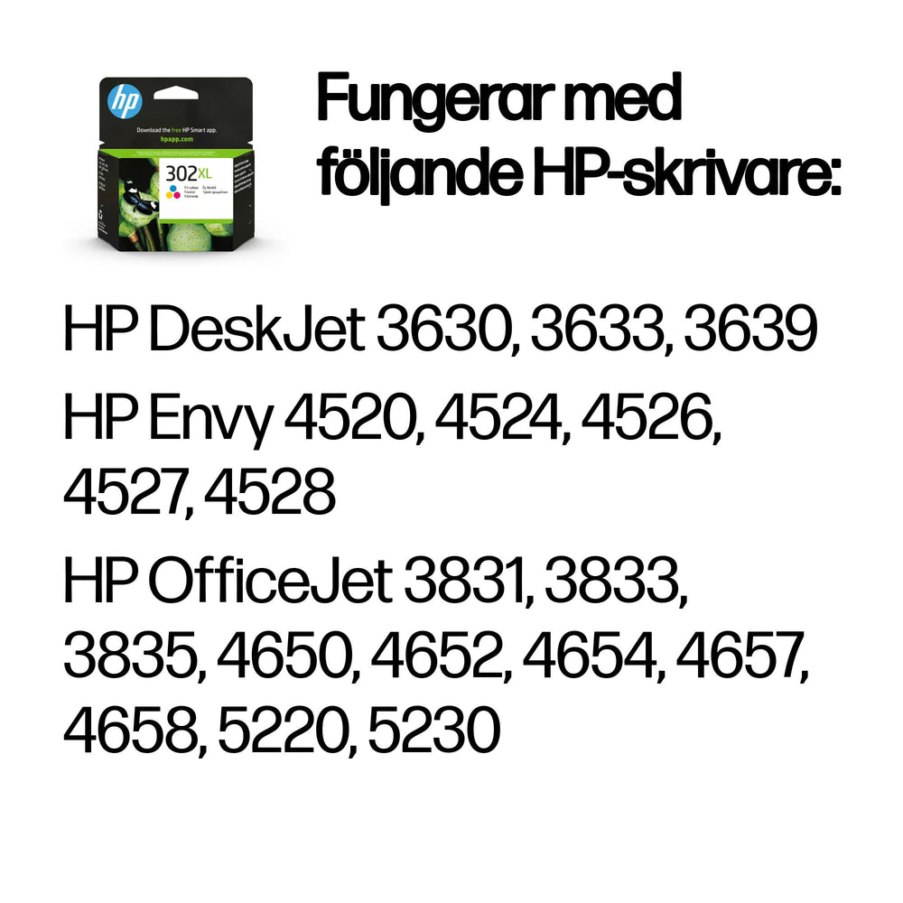 HP 302XL trefärgs original bläckpatron med hög kapacitet