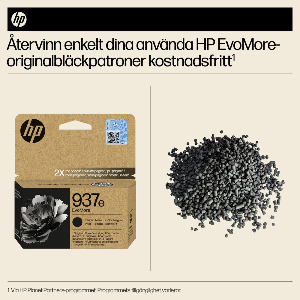 HP 937e EvoMore svart originalbläckpatron