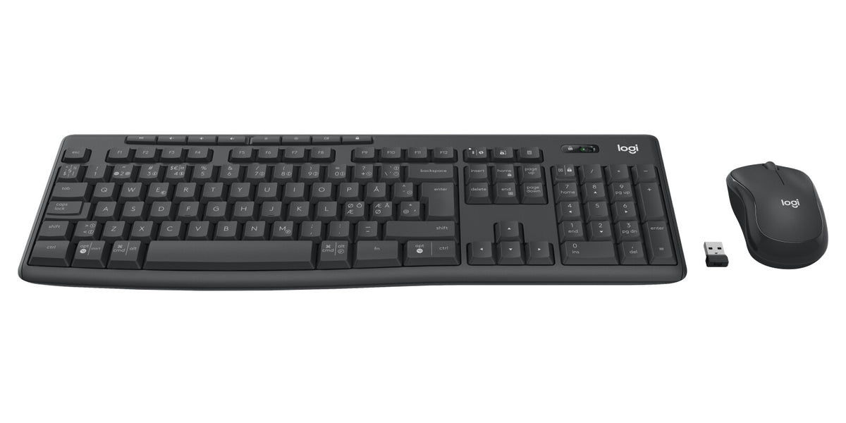 Logitech 920-012072 tangentbord Mus inkluderad Kontor Trådlös RF + Bluetooth QWERTY Nordic grafit