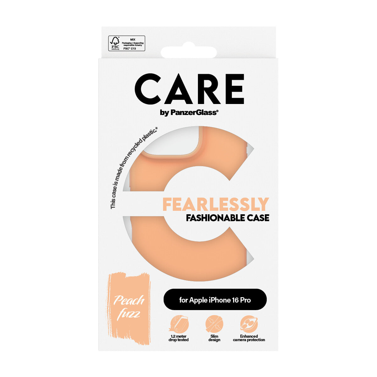 PanzerGlass CARE by PG Peachy iPhone16 6.3 Pro mobiltelefonfodral Omslag Transparent
