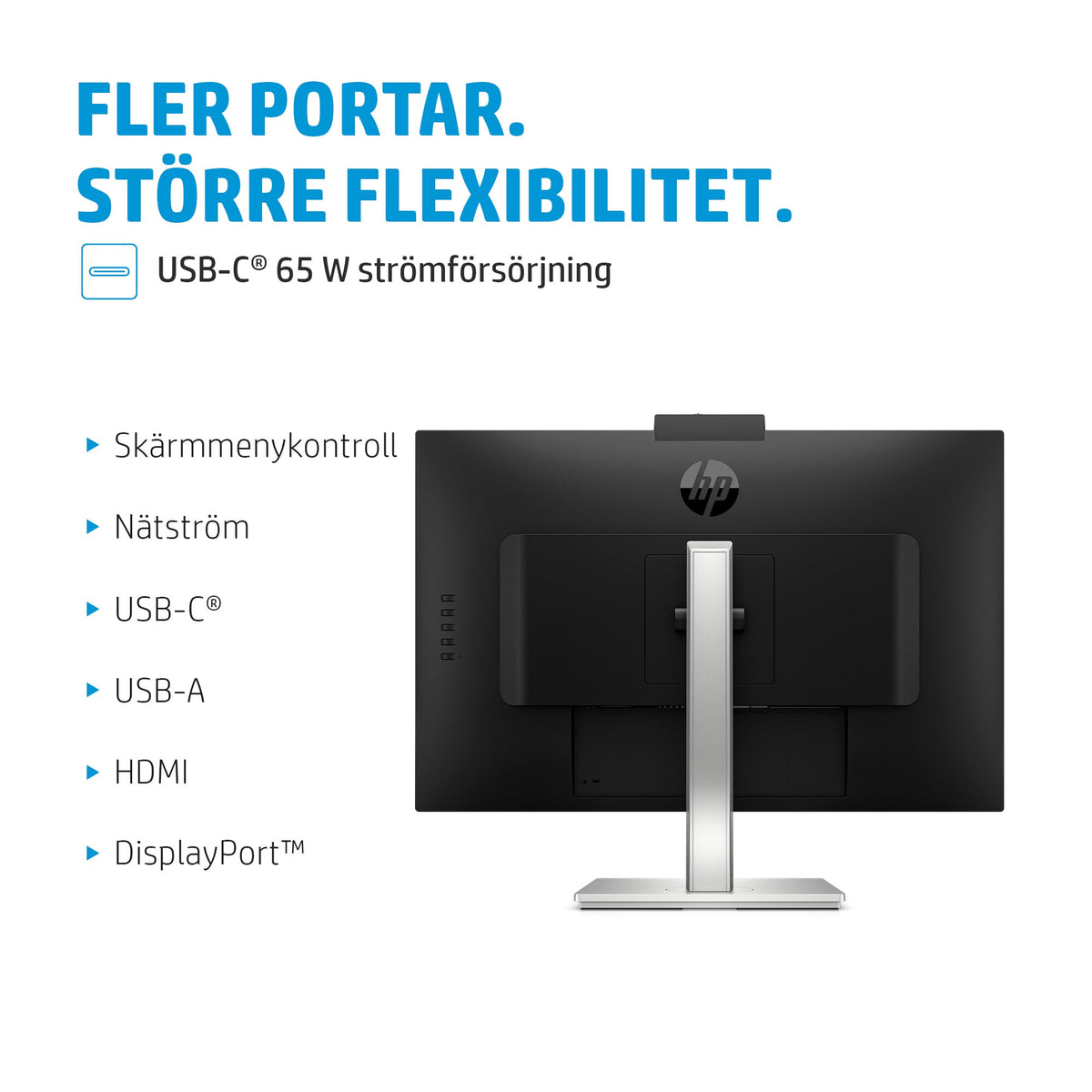 HP E-Series E27mG4 QHD USB-C-bildskärm för konferenssamtal