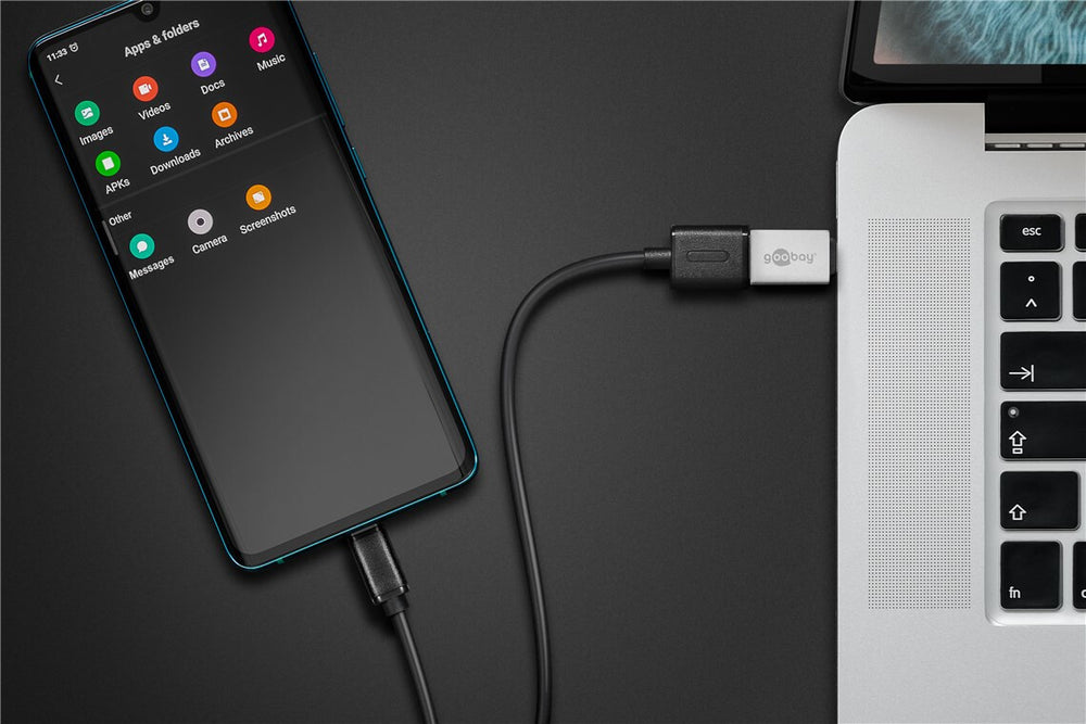 Goobay 56620 kabelomvandlare (hane/hona) USB C USB A Silver
