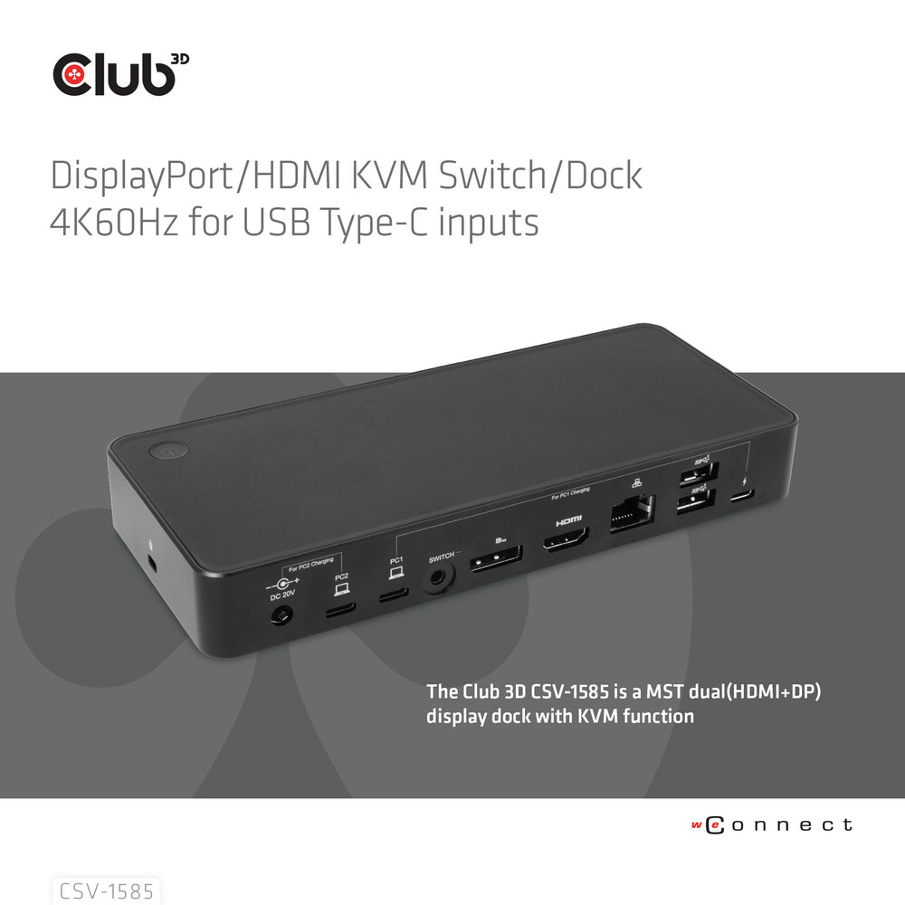 CLUB3D CSV-1585 KVM-switchar Svart