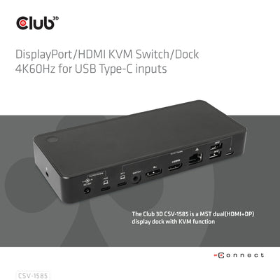 CLUB3D CSV-1585 KVM-switchar Svart