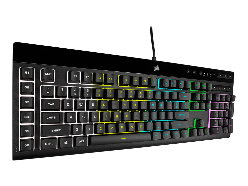 Corsair K55 RGB PRO Gamingtangentbord – Nordisk Layout, RGB (16,8M), Anti-Ghosting, USB, Handledsstöd (Svart)