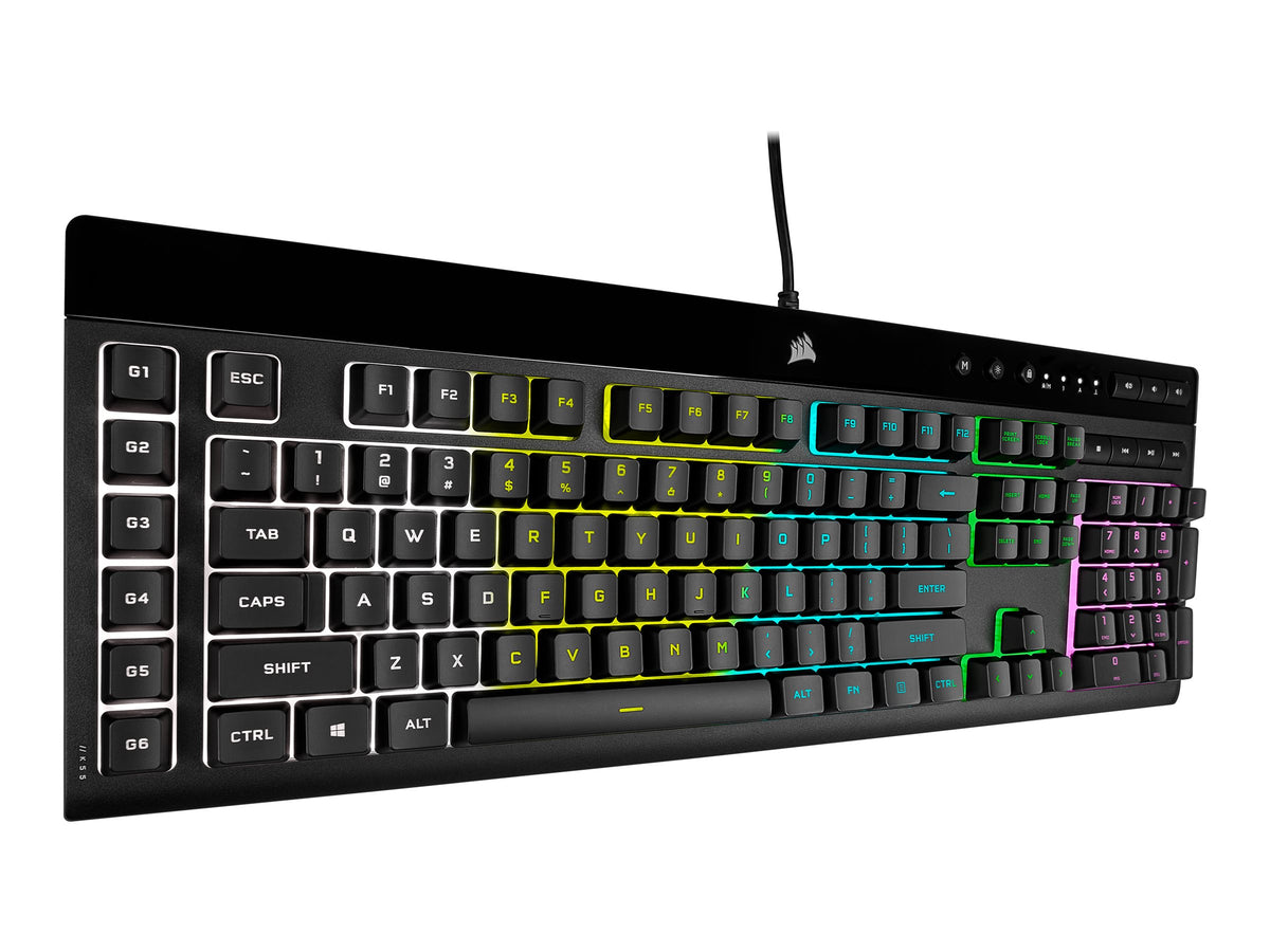 Corsair K55 RGB PRO Gamingtangentbord – Nordisk Layout, RGB (16,8M), Anti-Ghosting, USB, Handledsstöd (Svart)