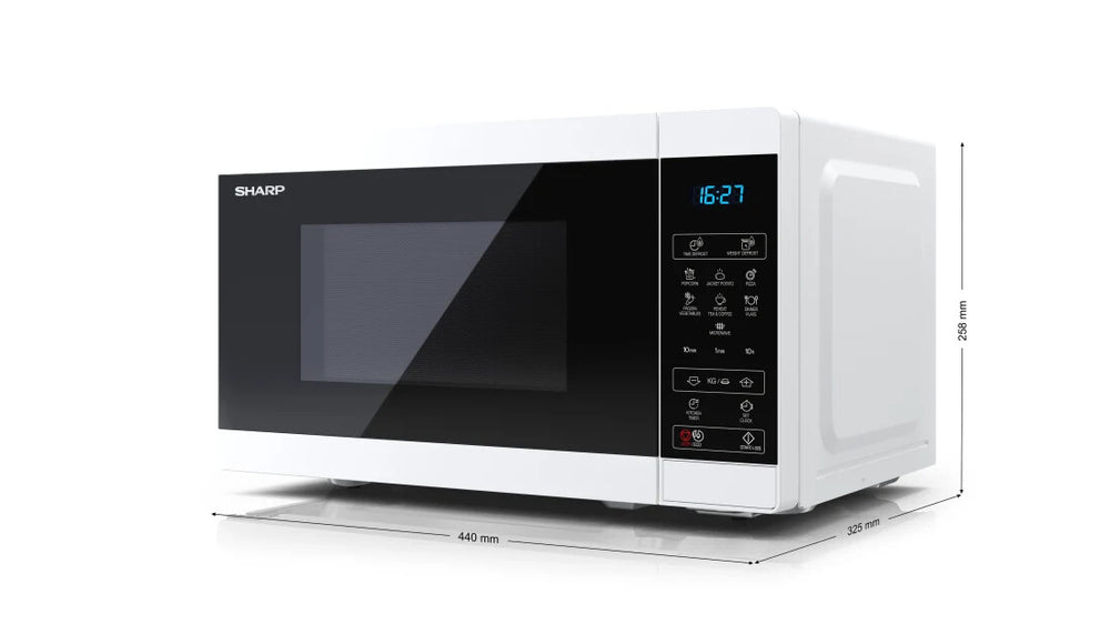 Sharp YC-MS02E-W mikrovågsugn Bänkdiskmaskin Enbart mikrovågsugn 20 l 800 W Svart, Vit
