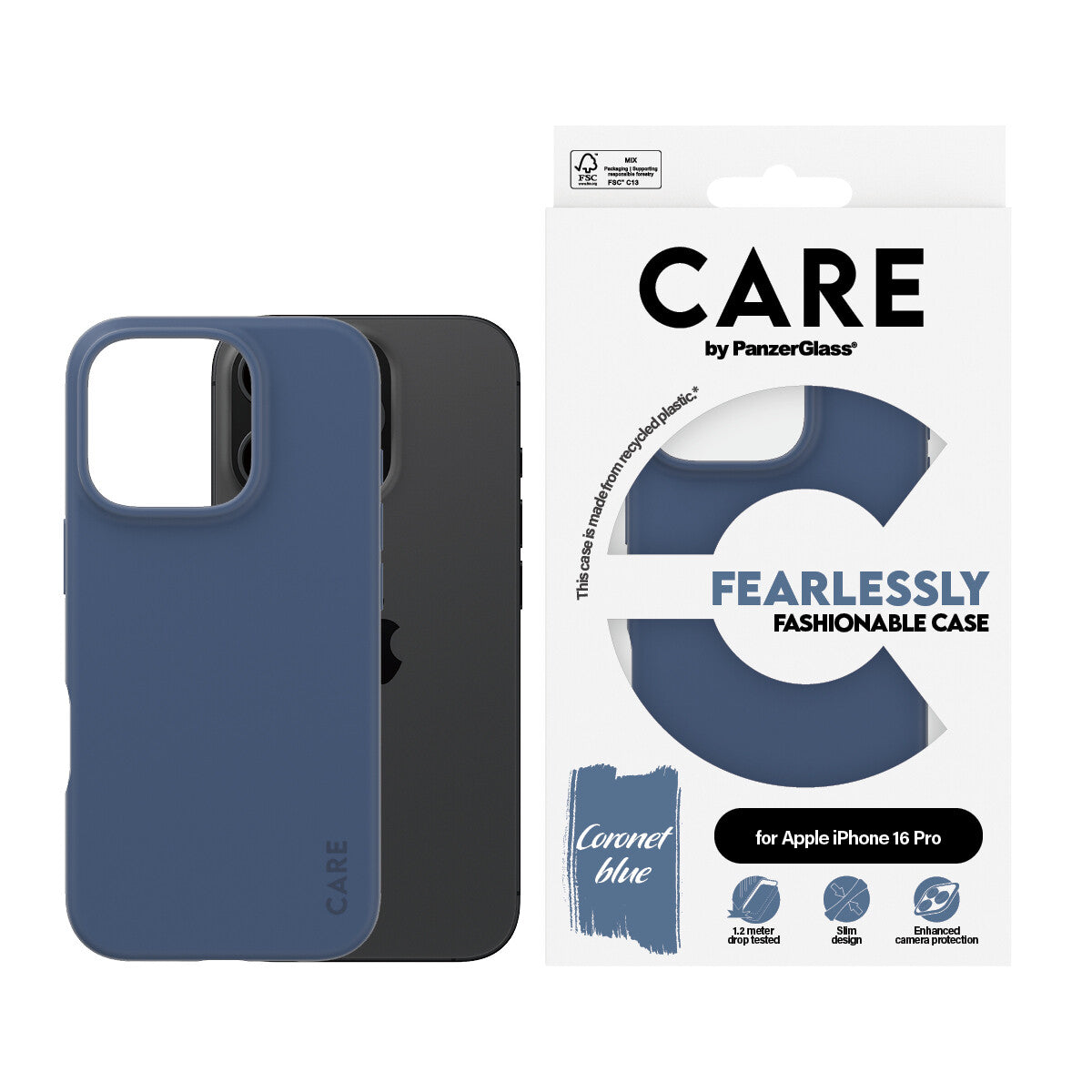 PanzerGlass CARE by PG Blue iPhone16 6.3 Pro mobiltelefonfodral Omslag Transparent