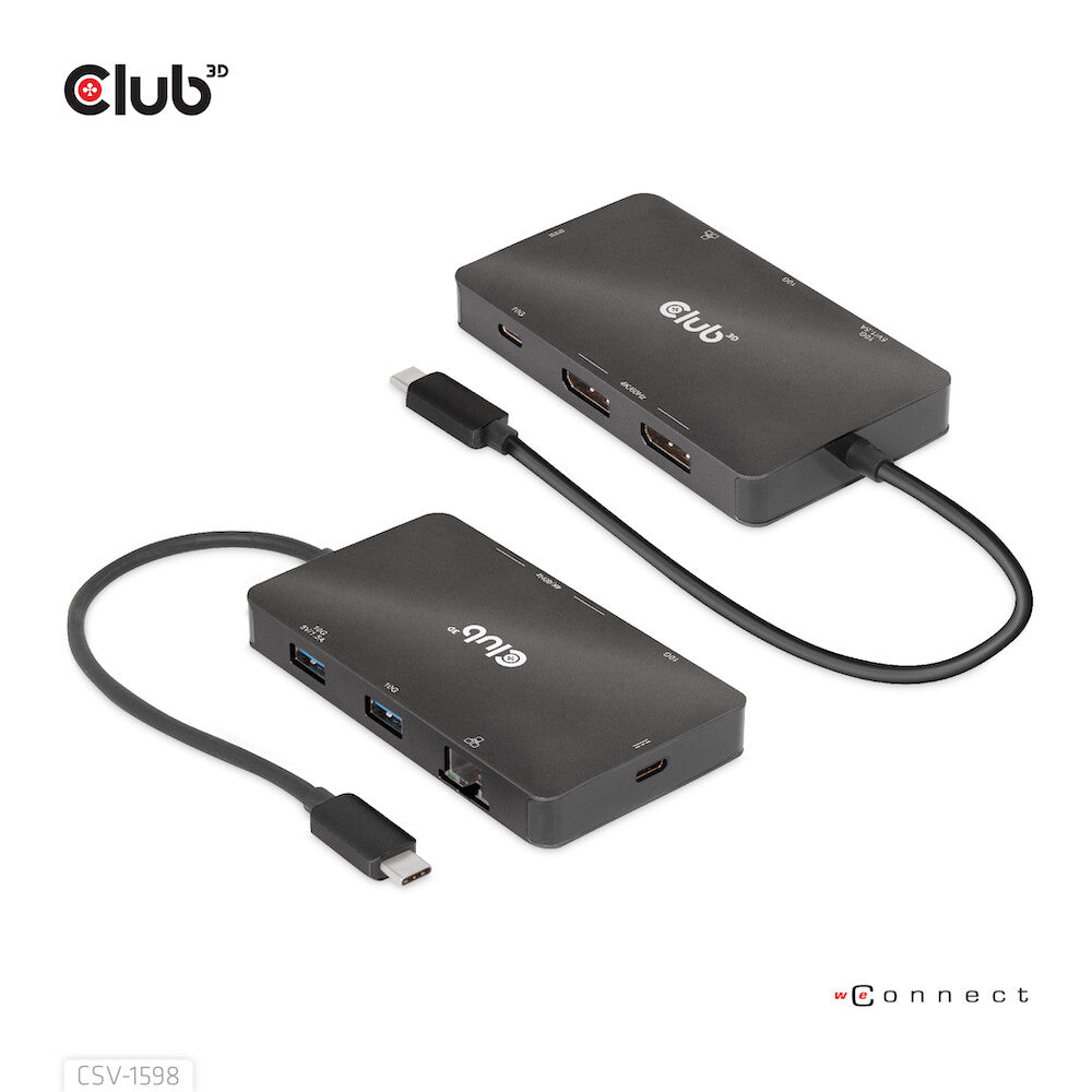 CLUB3D CSV-1598 dockningsstationer för bärbara datorer USB 3.2 Gen 2 (3.1 Gen 2) Type-C Svart