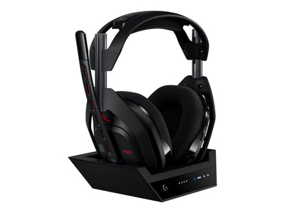 Logitech G Astro A50 Gen 5 – Trådlöst Gamingheadset med LIGHTSPEED + Bluetooth, PLAYSYNC, 24-bit ljud (Svart)