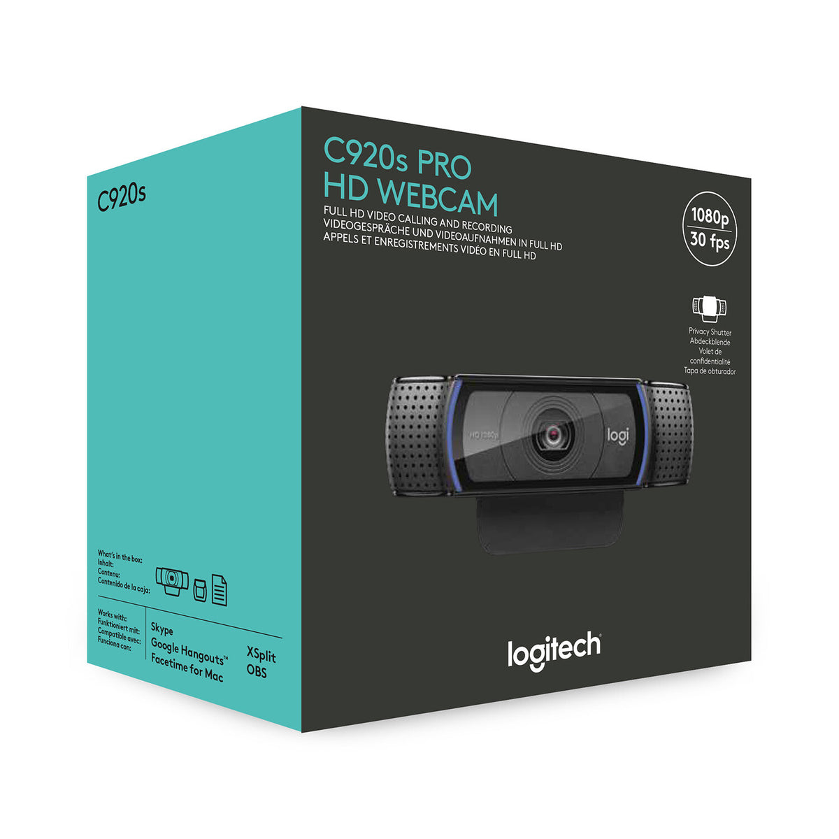 Logitech 960-001252 webbkameror 1920 x 1080 pixlar USB Svart