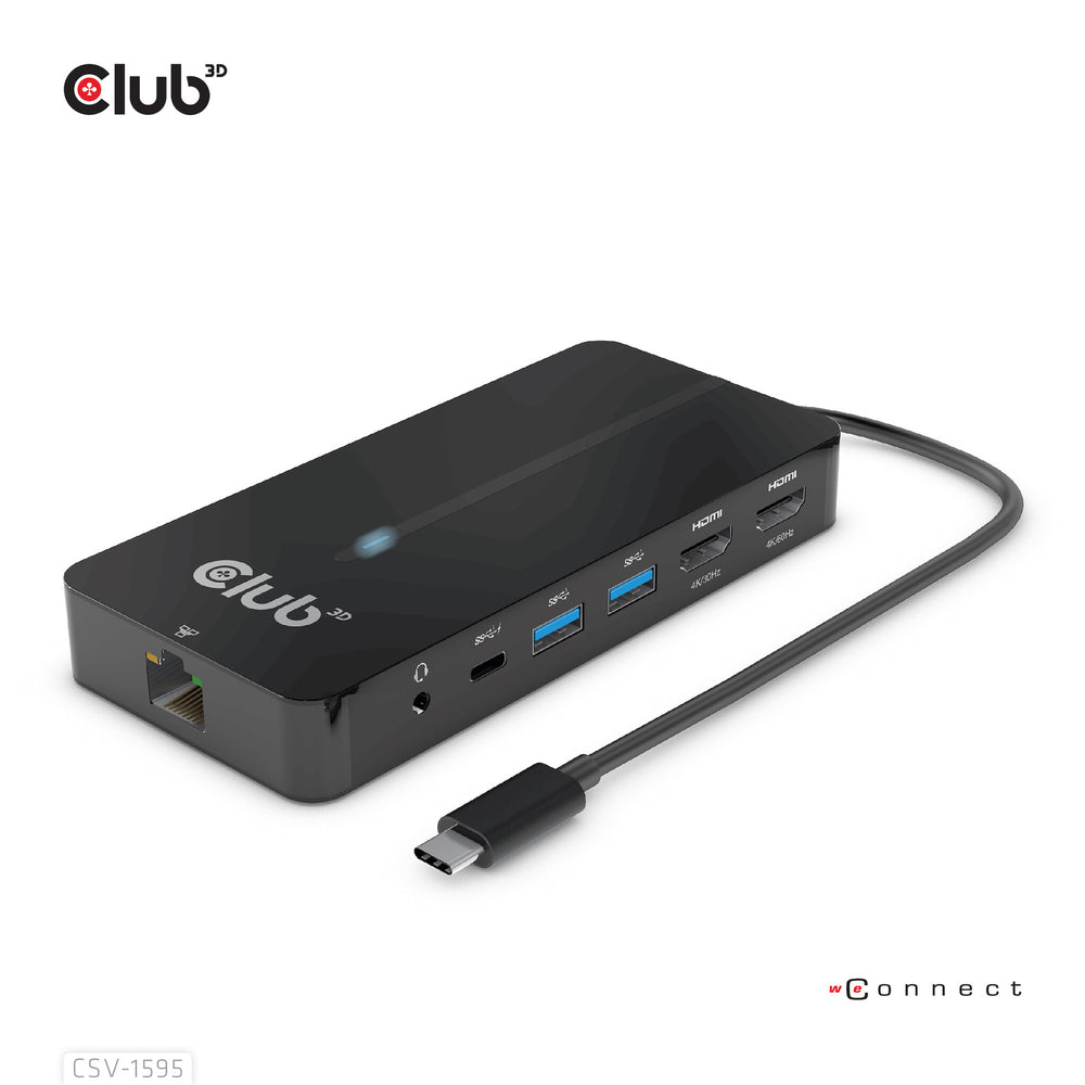 CLUB3D CSV-1595 dockningsstationer för bärbara datorer USB 3.2 Gen 1 (3.1 Gen 1) Type-C Svart