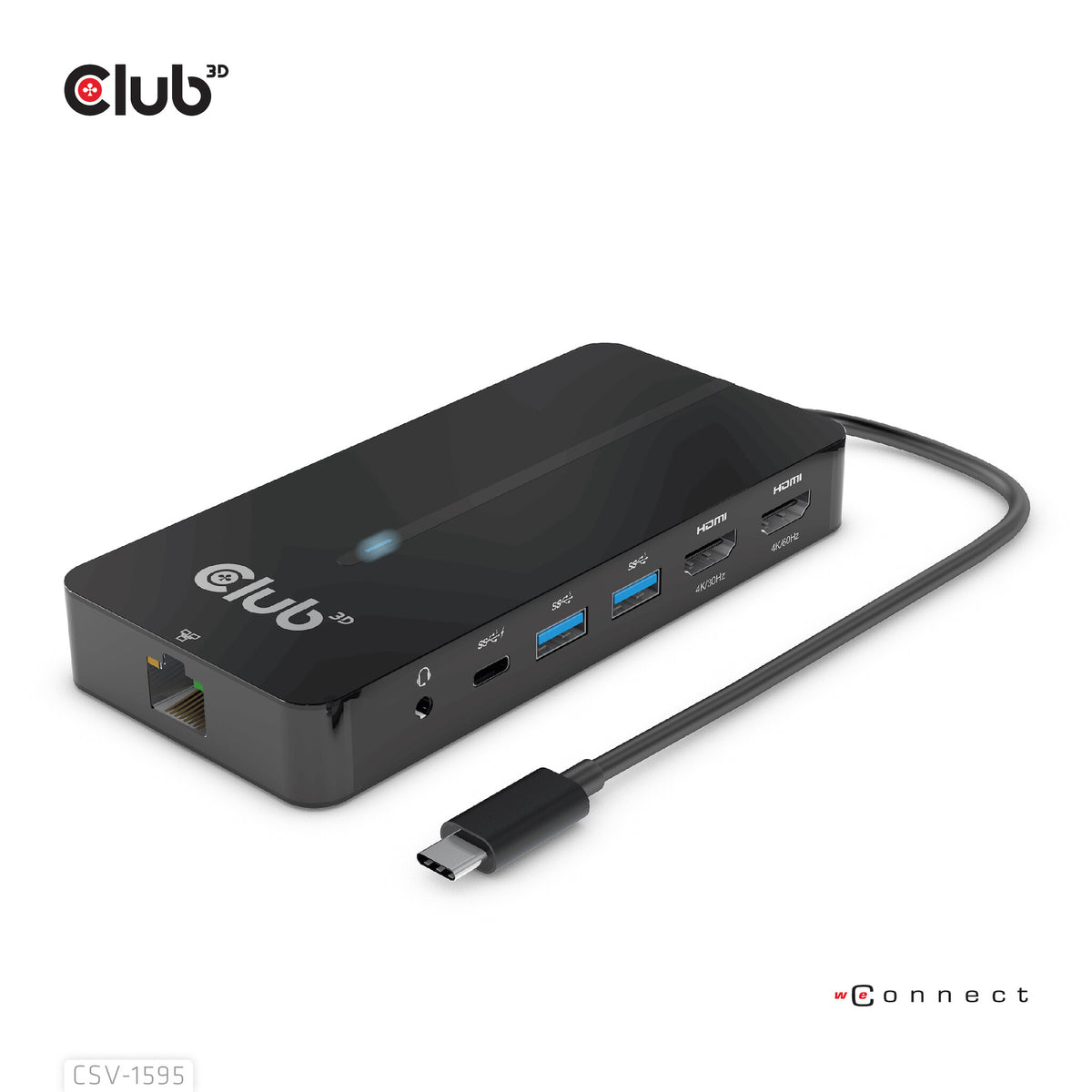 CLUB3D CSV-1595 dockningsstationer för bärbara datorer USB 3.2 Gen 1 (3.1 Gen 1) Type-C Svart