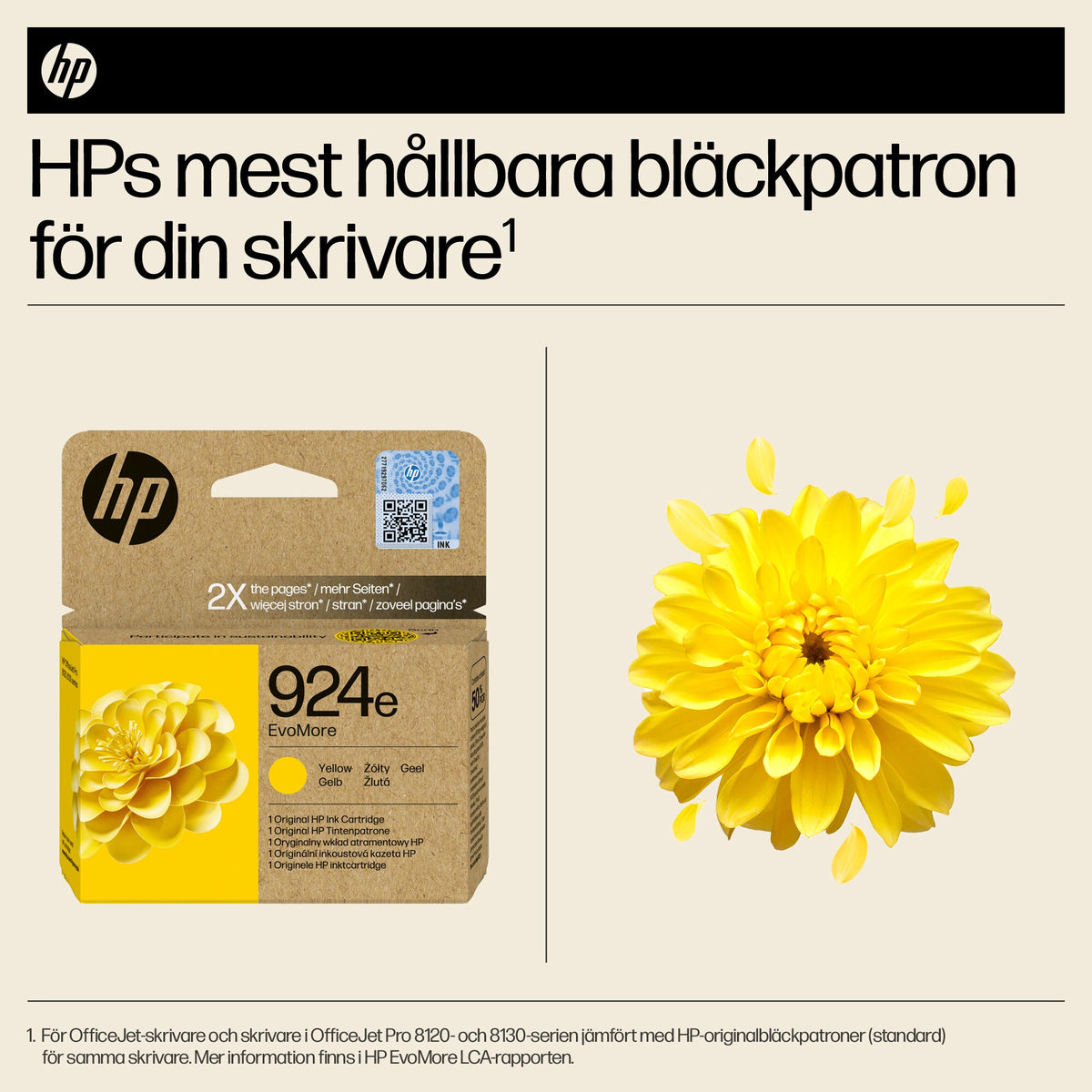 HP 924e EvoMore gul originalbläckpatron