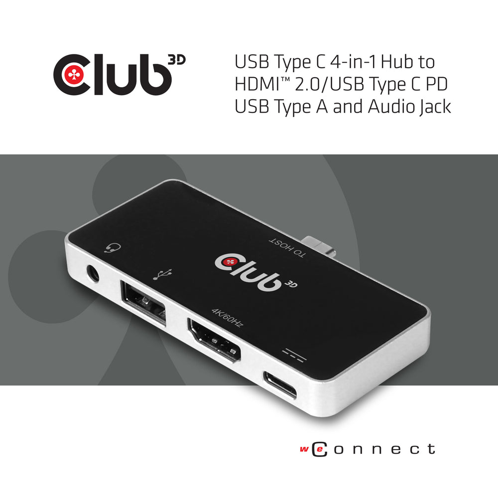 CLUB3D CSV-1591 dockningsstationer för bärbara datorer Dockning USB 3.2 Gen 1 (3.1 Gen 1) Type-C Svart, Krom