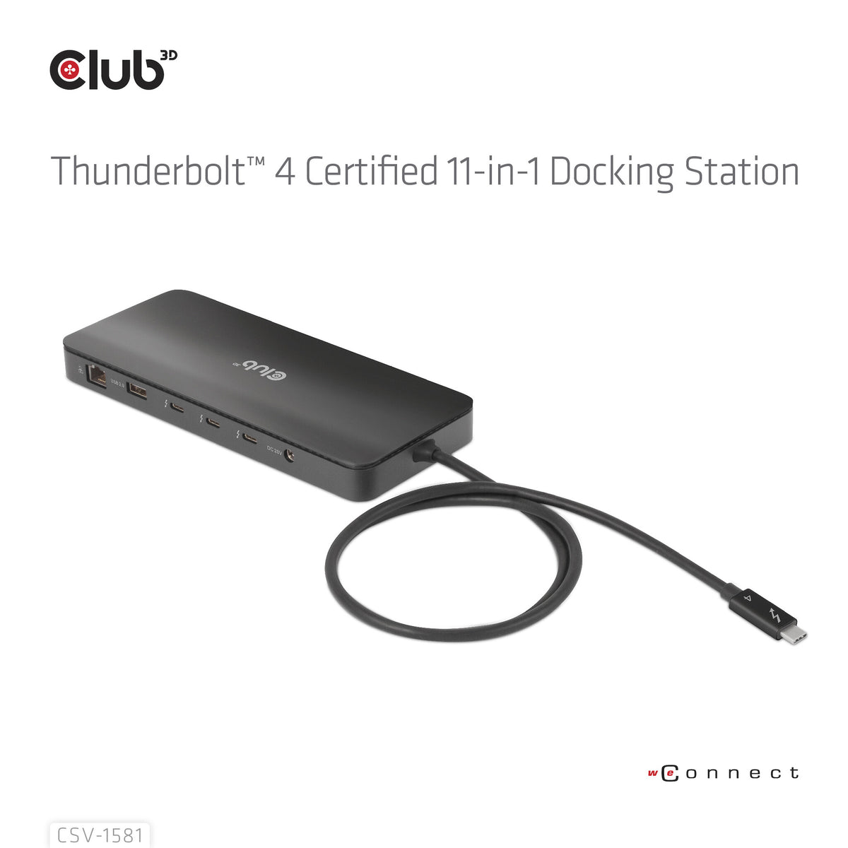 CLUB3D CSV-1581 dockningsstationer för bärbara datorer Dockning Thunderbolt 4 Svart
