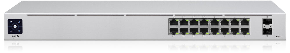 Ubiquiti UniFi 16-Port PoE hanterad L2/L3 Gigabit Ethernet (10/100/1000) Strömförsörjning via Ethernet (PoE) stöd 1U Silver
