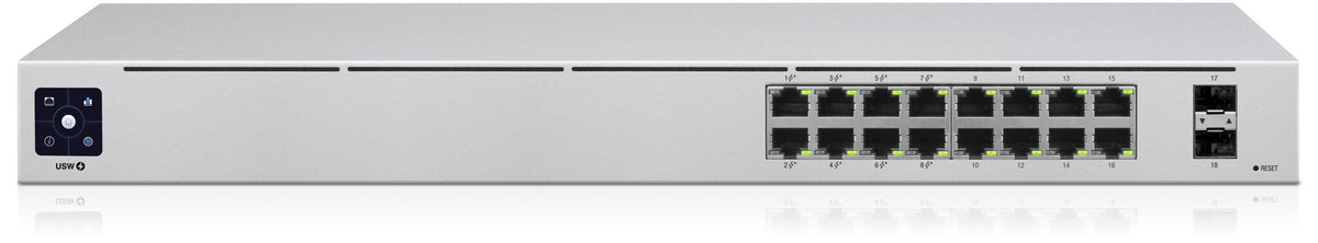 Ubiquiti UniFi 16-Port PoE hanterad L2/L3 Gigabit Ethernet (10/100/1000) Strömförsörjning via Ethernet (PoE) stöd 1U Silver
