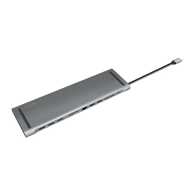 LogiLink UA0373 dockningsstationer för bärbara datorer Kabel USB 3.2 Gen 1 (3.1 Gen 1) Type-C Gjuten aluminium