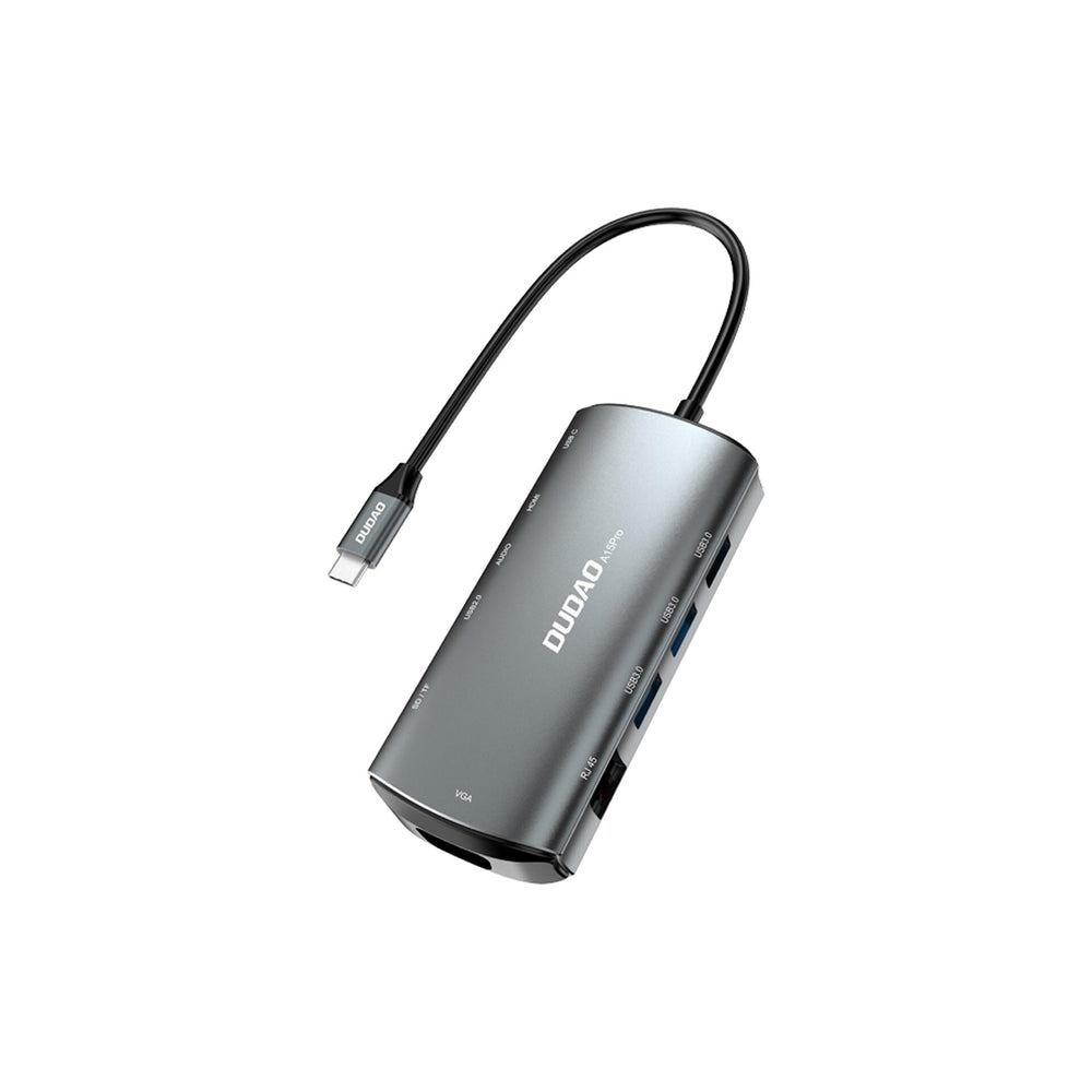 DUDAO A15PRO dockningsstationer för bärbara datorer Kabel USB 3.2 Gen 1 (3.1 Gen 1) Type-A + Type-C Grå