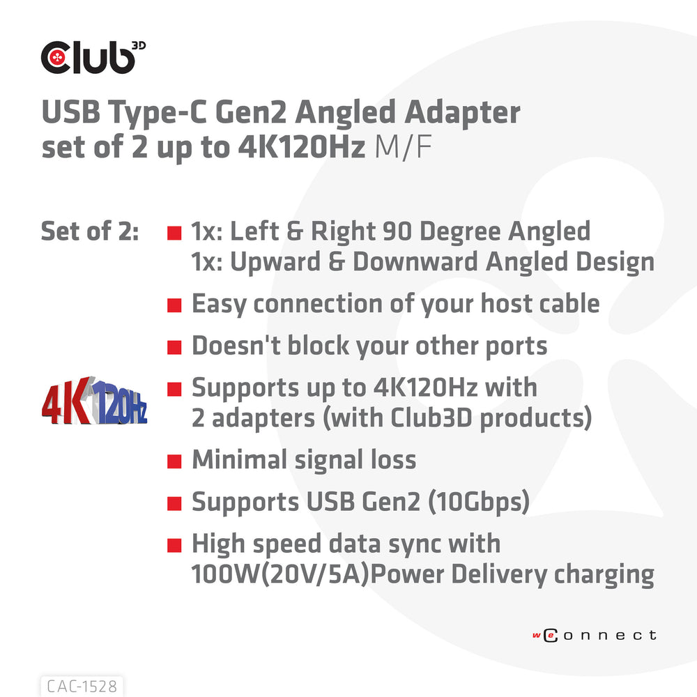 CLUB3D CAC-1528 kabelomvandlare (hane/hona) USB C