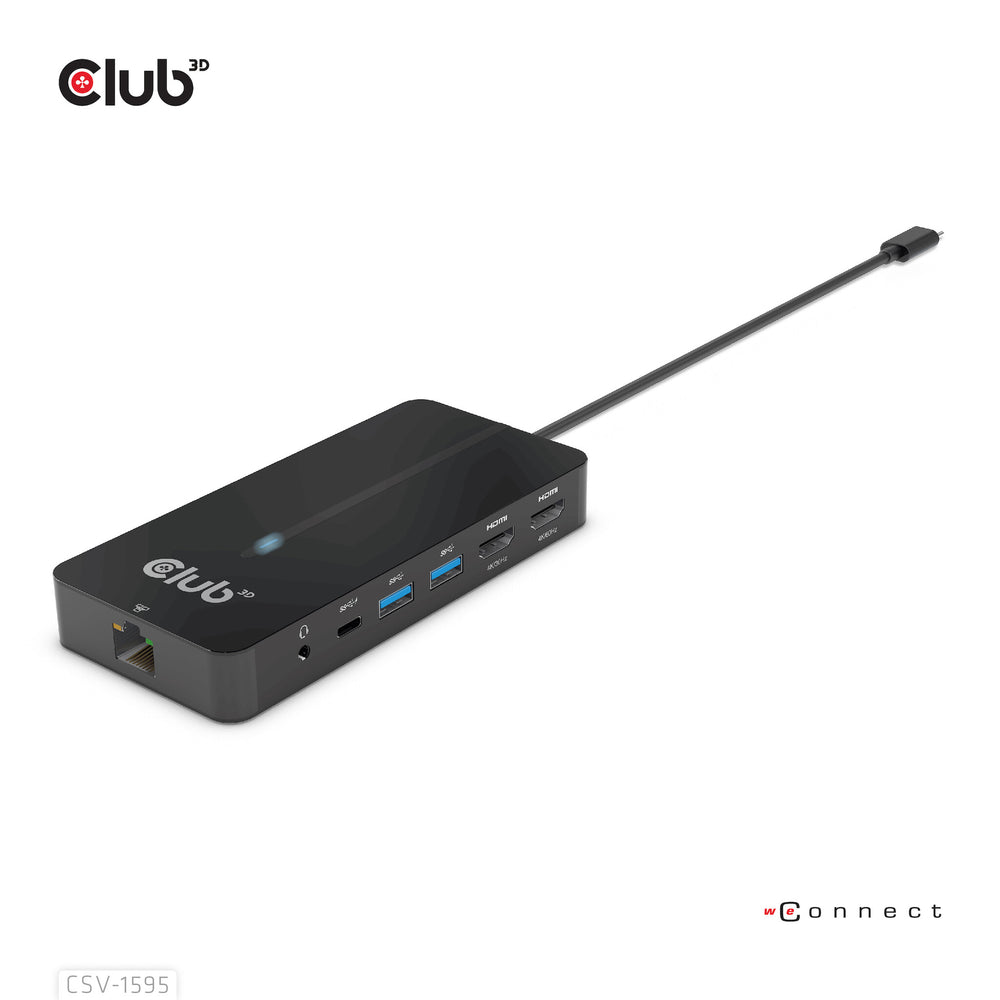 CLUB3D CSV-1595 dockningsstationer för bärbara datorer USB 3.2 Gen 1 (3.1 Gen 1) Type-C Svart