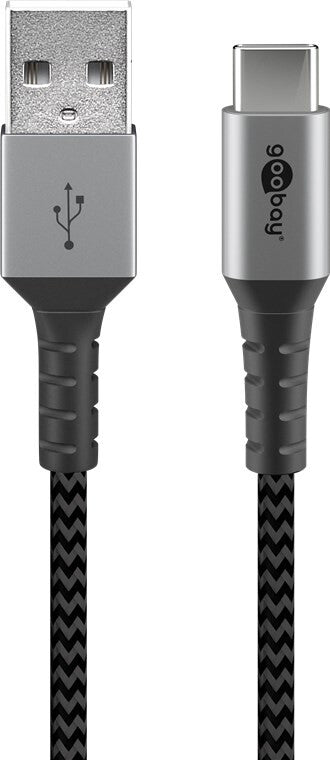Goobay 49296 USB-kablar USB 2.0 1 m USB C USB A Svart, Grå