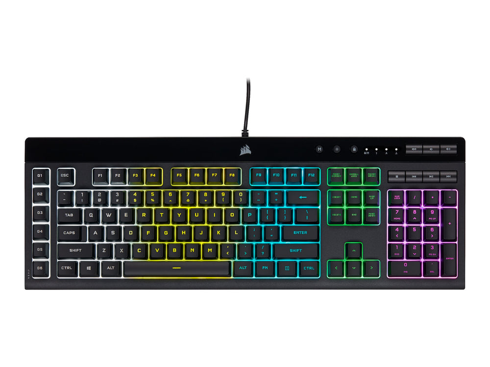 Corsair K55 RGB PRO Gamingtangentbord – Nordisk Layout, RGB (16,8M), Anti-Ghosting, USB, Handledsstöd (Svart)