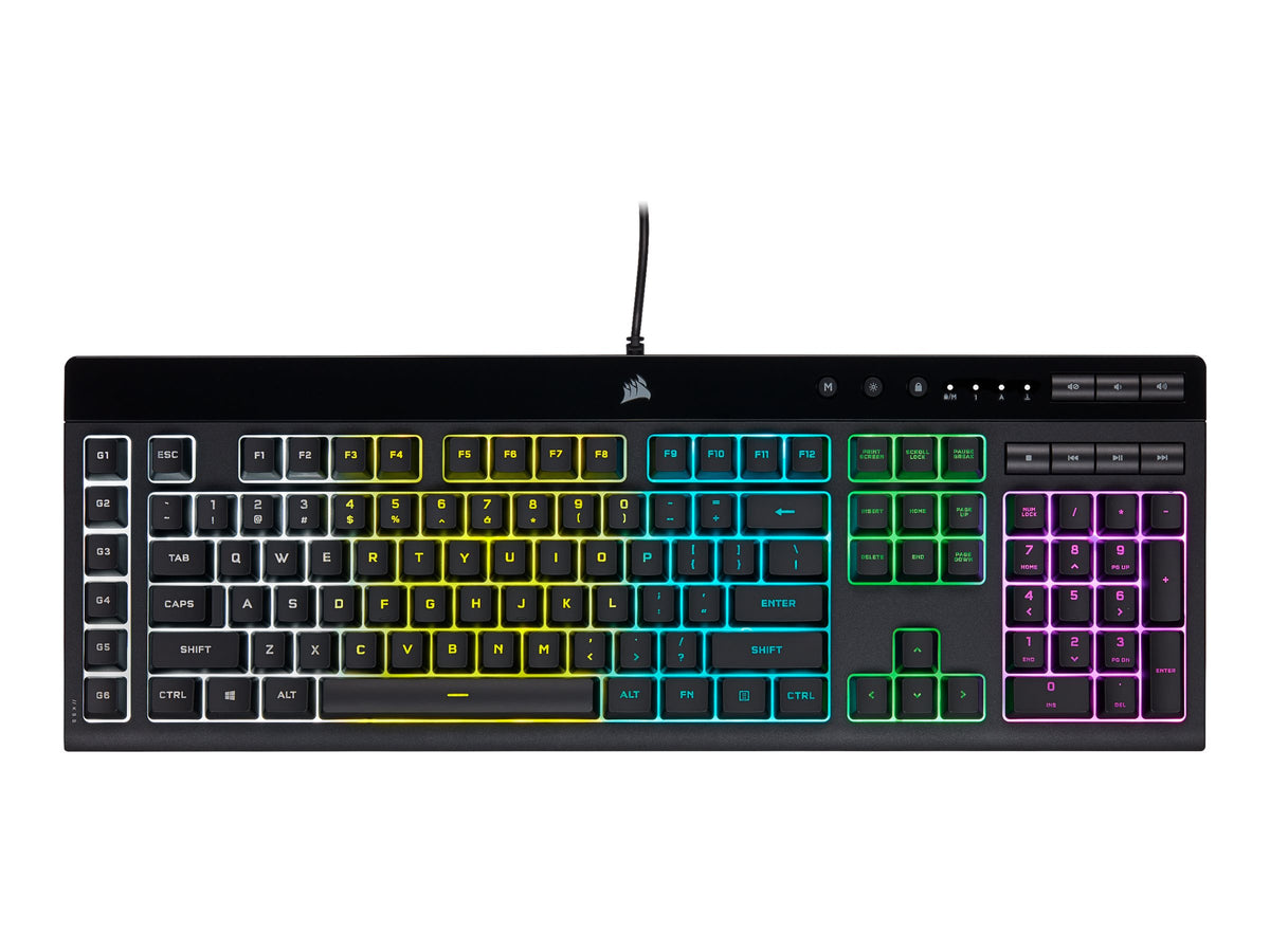 Corsair K55 RGB PRO Gamingtangentbord – Nordisk Layout, RGB (16,8M), Anti-Ghosting, USB, Handledsstöd (Svart)