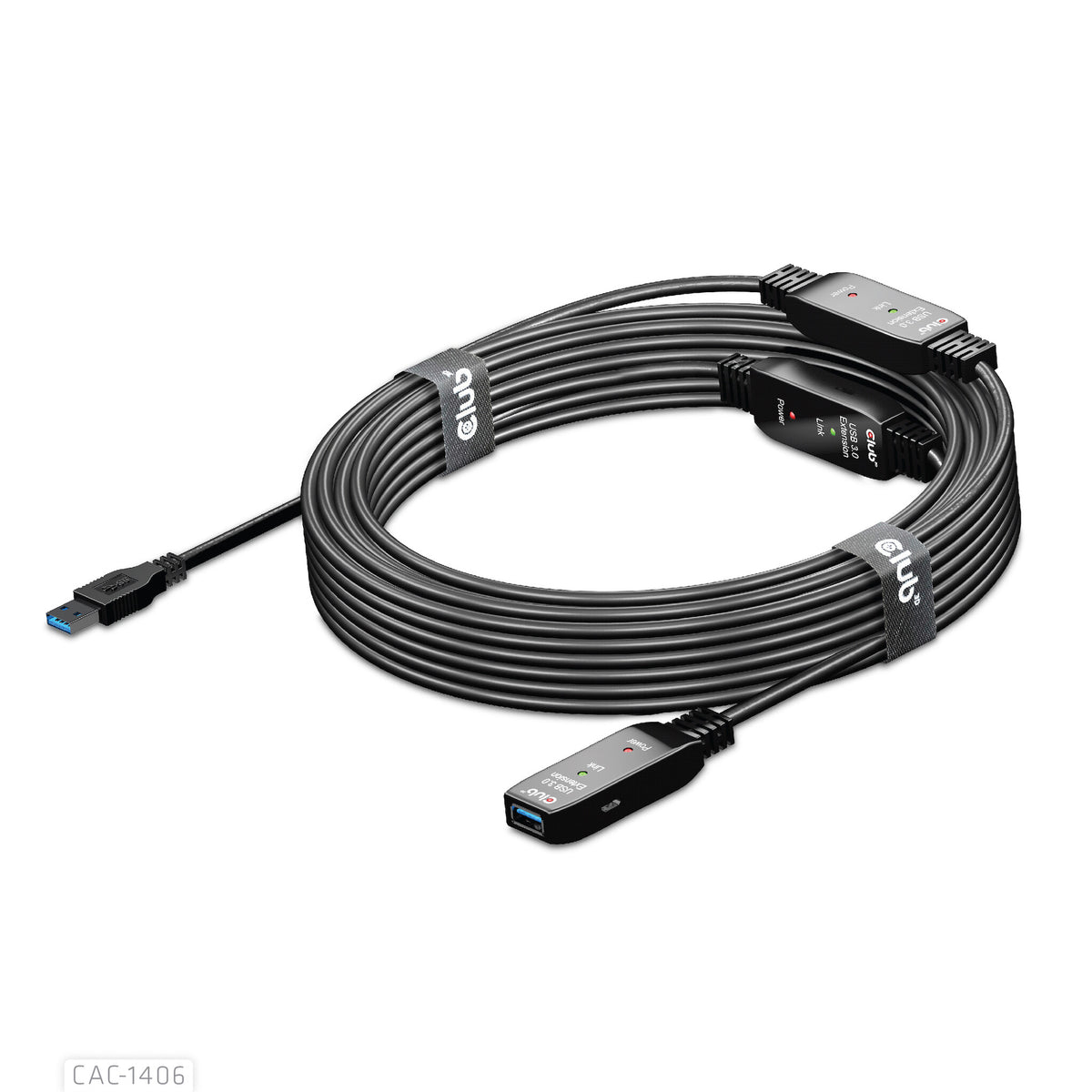CLUB3D CAC-1406 USB-kablar 15 m USB 3.2 Gen 1 (3.1 Gen 1) USB A Svart