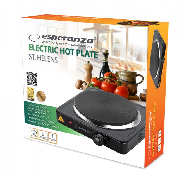 Esperanza ST. HELENS Svart Bänkdiskmaskin Gjutjärnsplatta 1 zone(s)