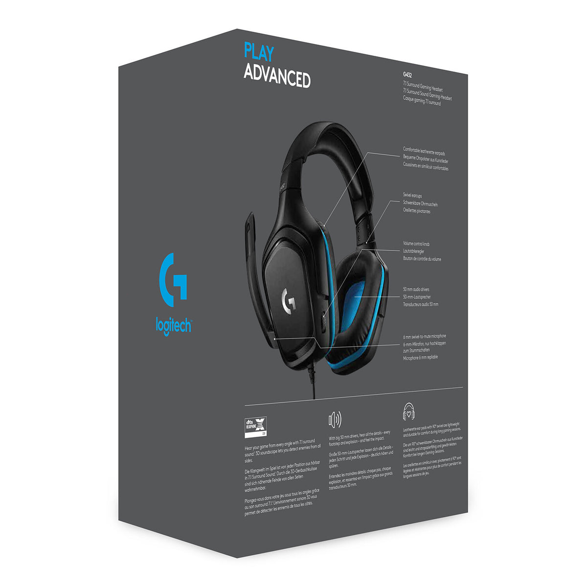 Logitech G G432 Headset Kabel Huvudband Spela Svart, Blå