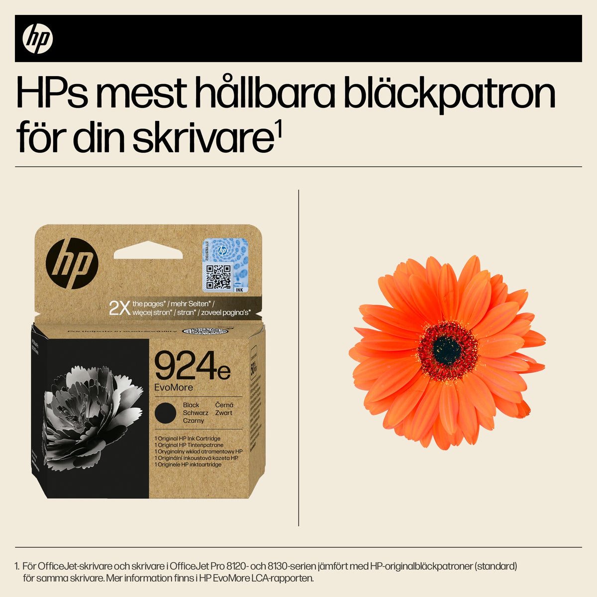 HP 924e EvoMore svart originalbläckpatron
