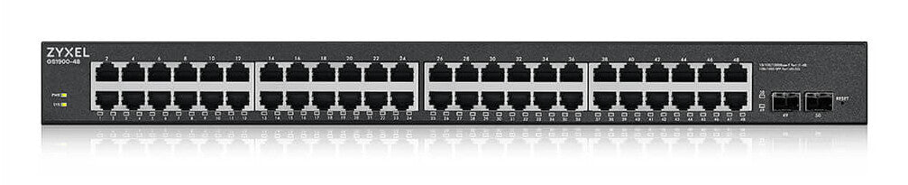Zyxel GS1900-48HPv2 hanterad L2 Gigabit Ethernet (10/100/1000) Strömförsörjning via Ethernet (PoE) stöd Svart