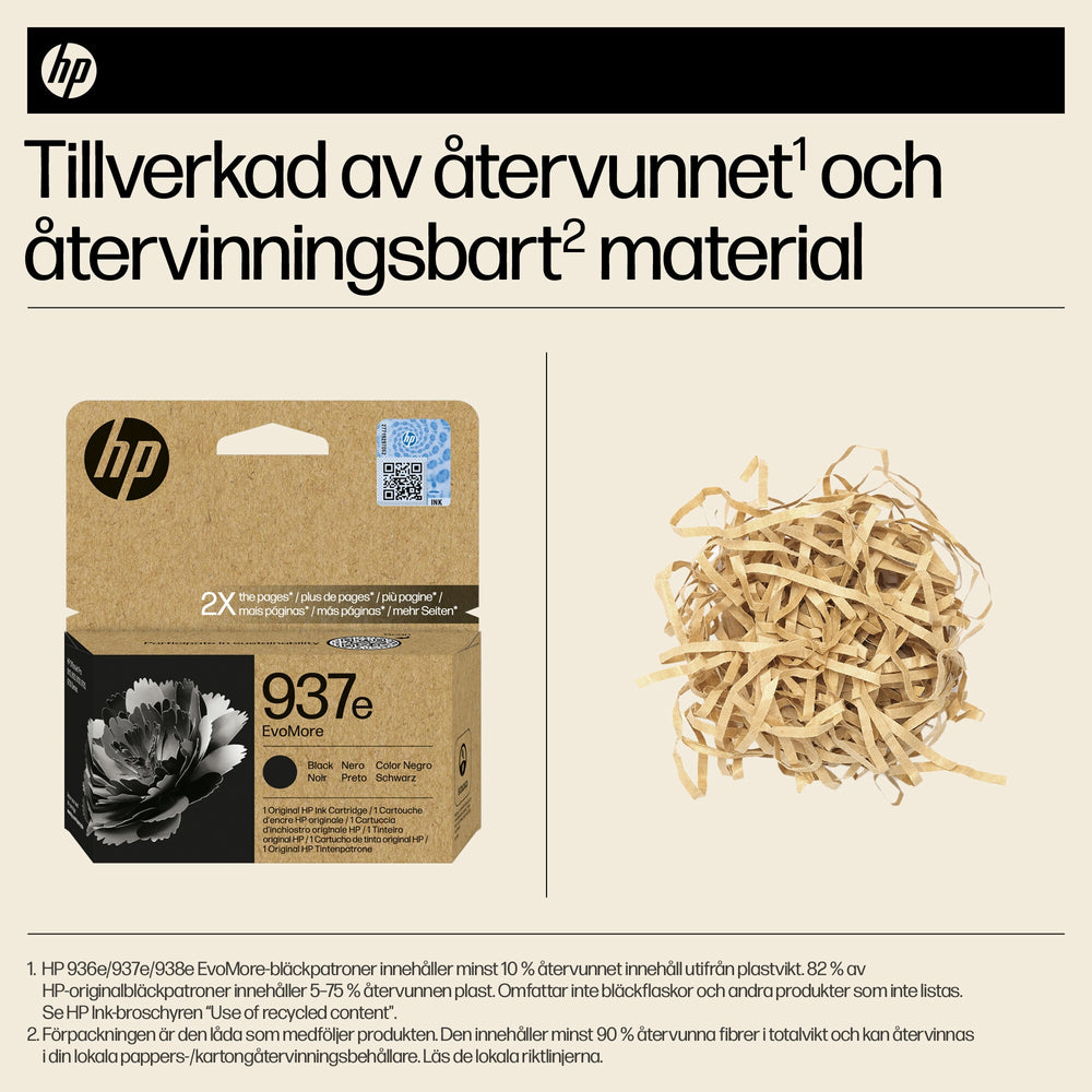 HP 937e EvoMore svart originalbläckpatron